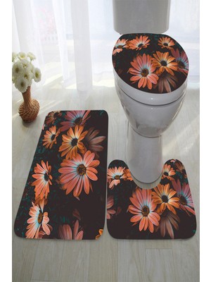 İnka Halı Antibakteriyel Yıkanabilir Kaymaz Dot Taban 3'lü Klozet Takımı (60CM x 100CM - 55CM x 60CM - 47CM x 50CM) İNKZ6006