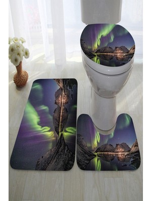 İnka Halı Antibakteriyel Yıkanabilir Kaymaz Dot Taban 3'lü Klozet Takımı (60CM x 100CM - 55CM x 60CM - 47CM x 50CM) İNKZ6019