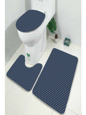 İnka Halı Antibakteriyel Yıkanabilir Kaymaz Dot Taban 3'lü Klozet Takımı (60CM x 100CM - 55CM x 60CM - 47CM x 50CM) İNKZ6074