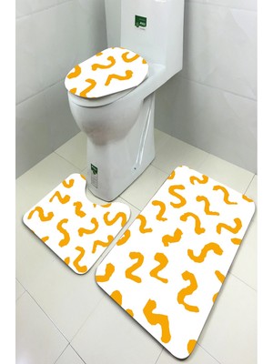 İnka Halı Antibakteriyel Yıkanabilir Kaymaz Dot Taban 3'lü Klozet Takımı (60CM x 100CM - 55CM x 60CM - 47CM x 50CM) İNKZ6077