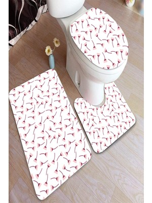 İnka Halı Antibakteriyel Yıkanabilir Kaymaz Dot Taban 3'lü Klozet Takımı (60CM x 100CM - 55CM x 60CM - 47CM x 50CM) İNKZ6092