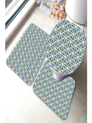 İnka Halı Antibakteriyel Yıkanabilir Kaymaz Dot Taban 3'lü Klozet Takımı (60CM x 100CM - 55CM x 60CM - 47CM x 50CM) İNKZ6105