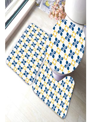 İnka Halı Antibakteriyel Yıkanabilir Kaymaz Dot Taban 3'lü Klozet Takımı (60CM x 100CM - 55CM x 60CM - 47CM x 50CM) İNKZ6106