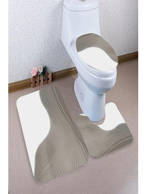İnka Halı Antibakteriyel Yıkanabilir Kaymaz Dot Taban 3'lü Klozet Takımı (60CM x 100CM - 55CM x 60CM - 47CM x 50CM) İNKZ6004