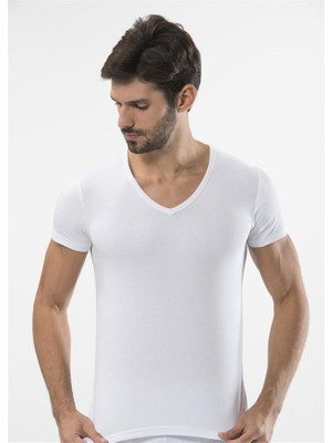 Türen 172 Likralı Erkek T-Shirt-Beyaz