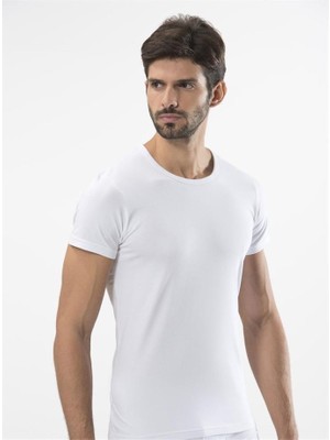 Türen 169 Likralı Erkek T-Shirt-Beyaz