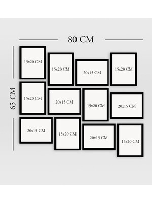 Bk Gift 12 Parça Çerçeve Görünümlü Ahşap Tablo Seti (65X80CM)-16