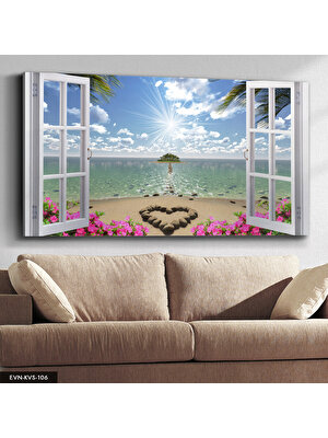 Evine Moda Sahile Açılan Pencere Kanvas - Canvas Tablo