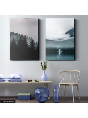 Evine Moda Orman ve Deniz 2 Parça Kanvas - Canvas Tablo