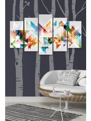 Düş Duvarı 5 Parça Modern Desenli Mdf Duvar Tablosu