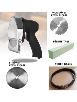 Geseus Döner Kesme Makinası Elektirikli+Yedek Tavuk Döner Kesme Bıçağı+Ful Yedek Parça Seti