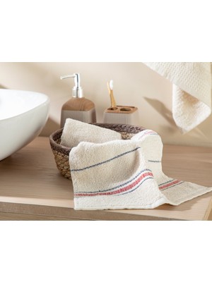 English Home Modern Lines Yıkamalı El Havlusu 30 x 45 cm Bej – Bordo
