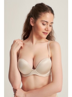 Pemilo Kadın 7101316 Desteksiz Straplez Basic Bra Sütyen Cappucino