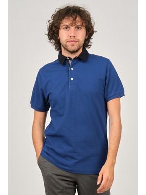 Desen Triko Erkek Polo Yaka T-Shirt 0249812 Indigo