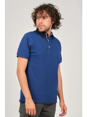 Desen Triko Erkek Polo Yaka T-Shirt 0249812 Indigo