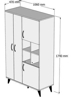 Tanmob Maxi 4 Kapaklı Askılıklı Raflı Çok Amaçlı Dolap Çam - GRD0102