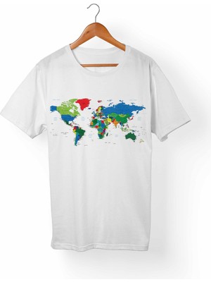 Alfa Dünya Haritası Çocuk Beyaz Tişört