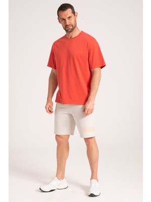 Oversize Erkek Tişört, Yüksek Kalite %100 Pamuk Göğüste Baskı Detaylı Coral Tshirt