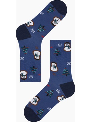 Bross 3'lü Yılbaşı Snow Man Desenli Erkek Çorabı