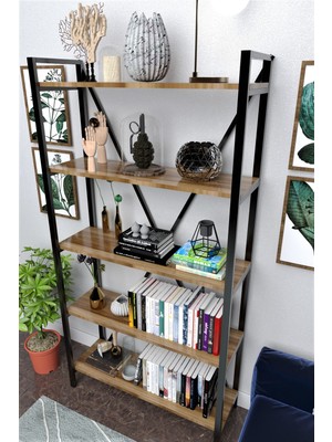 Evdesa Kapadokya Kitaplık Dekoratif Raf 180X90 cm 5 Raflı