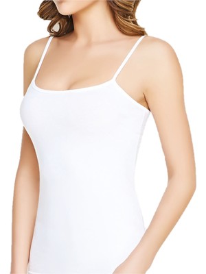 Tutku Kadın Beyaz Ribana Ip Askılı Atlet 6'lı Paket %100 Pamuk Esnek Yapı