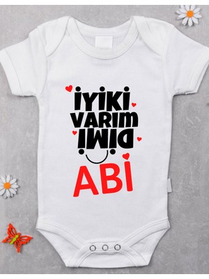 Iyi Ki Varım Dimi Abi Desenli Kısa Kol Body