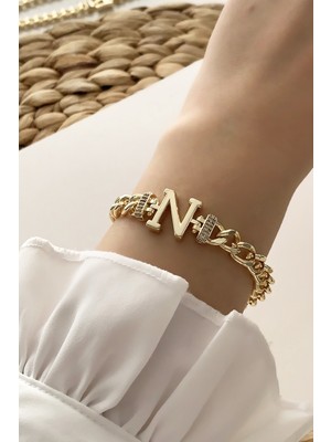 ÇLK Accessories Gold N Harf Bileklik TRBILEK7540 B34003