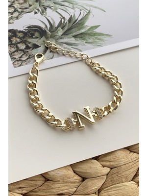 ÇLK Accessories Gold N Harf Bileklik TRBILEK7540 B34003