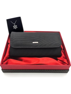 Vega Gift Shop Özel Kutusunda Kadın Cüzdan ve Kar Tanesi Kolye Hediye Seti