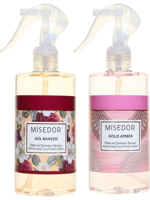 Misedor 2 Li Set Gold Amber ve Gül Bahçesi Oda Kokusu ve Çamaşır Spreyi 330 ml