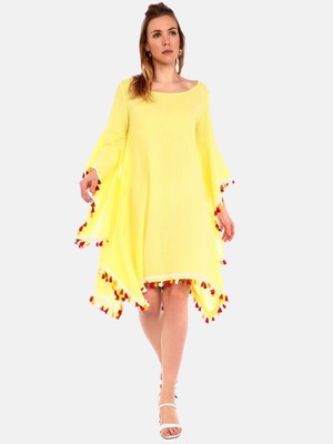 Narina Organik Şile Bezi Kumaşından  Bohem Tarzında Etnik Salaş  Yazlık Elbise