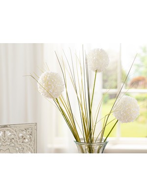 English Home Grass Bush Tek Dal Yapay Çiçek 63 cm Beyaz