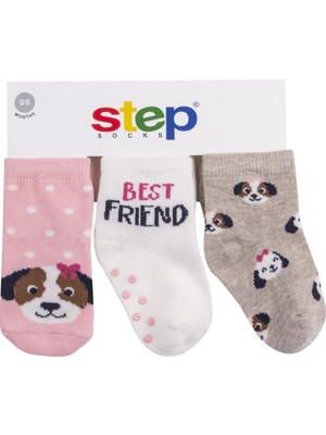 Step 3lü Altıbaskılı Best Friend Soket Çorap 10166 Karışık Renkli