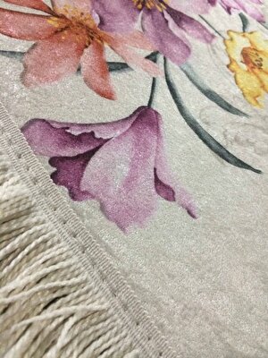 Seroni Home Textile Sempati Zambak Ince Saçaklı 60X100 Paspas
