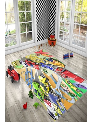 İnka Halı Yıkanabilir Kaymaz Dot Taban Dijital Baskı Çocuk Halısı MRC1758