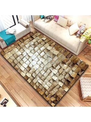 İnka Halı Yıkanabilir Kaymaz Dot Taban Dijital Baskı Salon Halısı MRC172