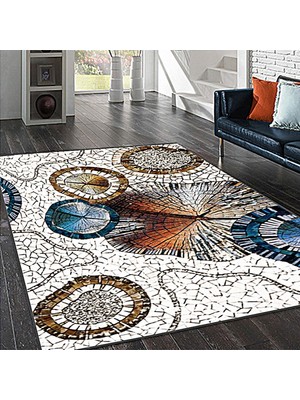 İnka Halı Yıkanabilir Kaymaz Dot Taban Dijital Baskı Salon Halısı MRC275