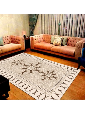 İnka Halı Yıkanabilir Kaymaz Dot Taban Dijital Baskı Salon Halısı MRC08
