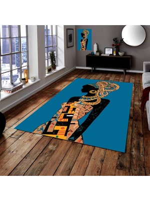 İnka Halı Yıkanabilir Kaymaz Dot Taban Dijital Baskı Salon Halısı MRC300