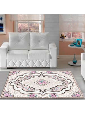 İnka Halı Yıkanabilir Kaymaz Dot Taban Dijital Baskı Salon Halısı MRC132