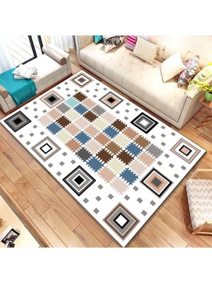 İnka Halı Yıkanabilir Kaymaz Dot Taban Dijital Baskı Salon Halısı MRC12