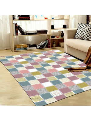 İnka Halı Yıkanabilir Kaymaz Dot Taban Dijital Baskı Salon Halısı MRC35