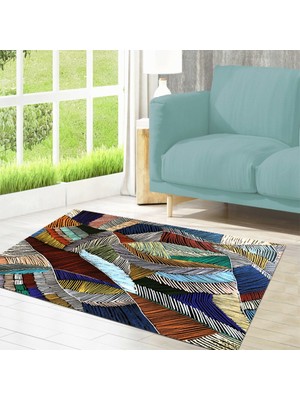 İnka Halı Yıkanabilir Kaymaz Dot Taban Dijital Baskı Salon Halısı MRC211