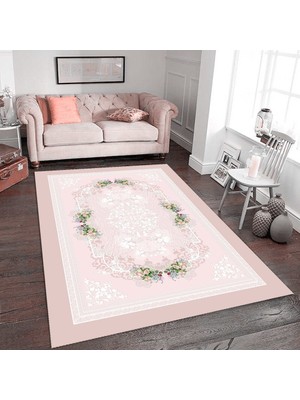 İnka Halı Yıkanabilir Kaymaz Dot Taban Dijital Baskı Salon Halısı MRC22