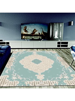 İnka Halı Yıkanabilir Kaymaz Dot Taban Dijital Baskı Salon Halısı MRC115