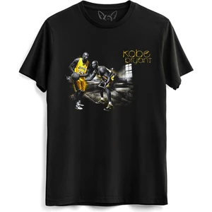 Alfa Tshirt Kobe Bryant Resimli Dijital Baskılı Tasarım Siyah Tshirt
