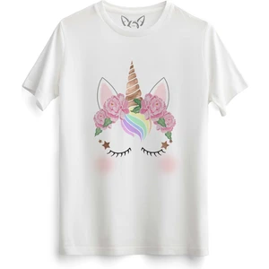 Alfa Tshirt Unicorn Baskılı Beyaz Tshirt