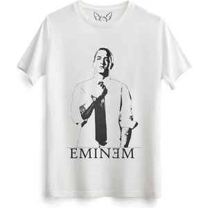 Alfa Tshirt Eminem Tasarımlı Baskılı Beyaz Tshirt