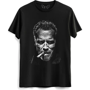 Alfa Tshirt Arnold Schwarzenegger Baskılı Siyah Tshirt