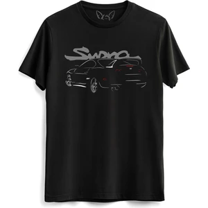 Alfa Tshirt Supra Resimli Dijital Baskılı Siyah Tshirt